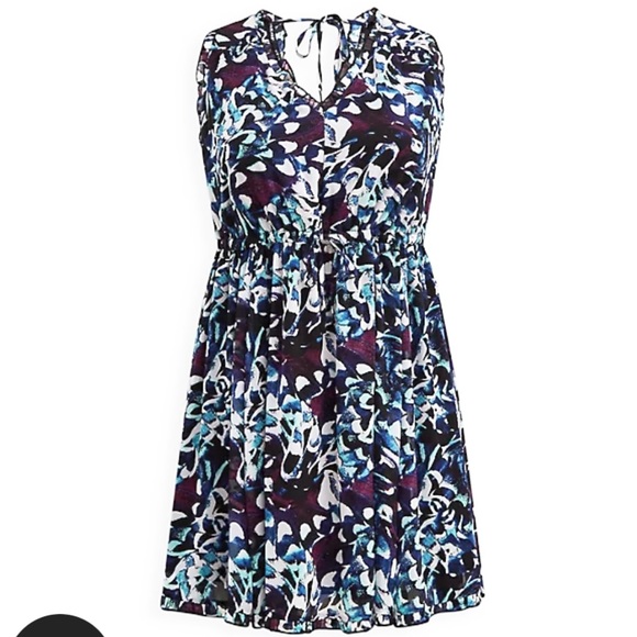 NWT TORRID Mini Chiffon Ruffle Dress - Black Abstract - Picture 6 of 9